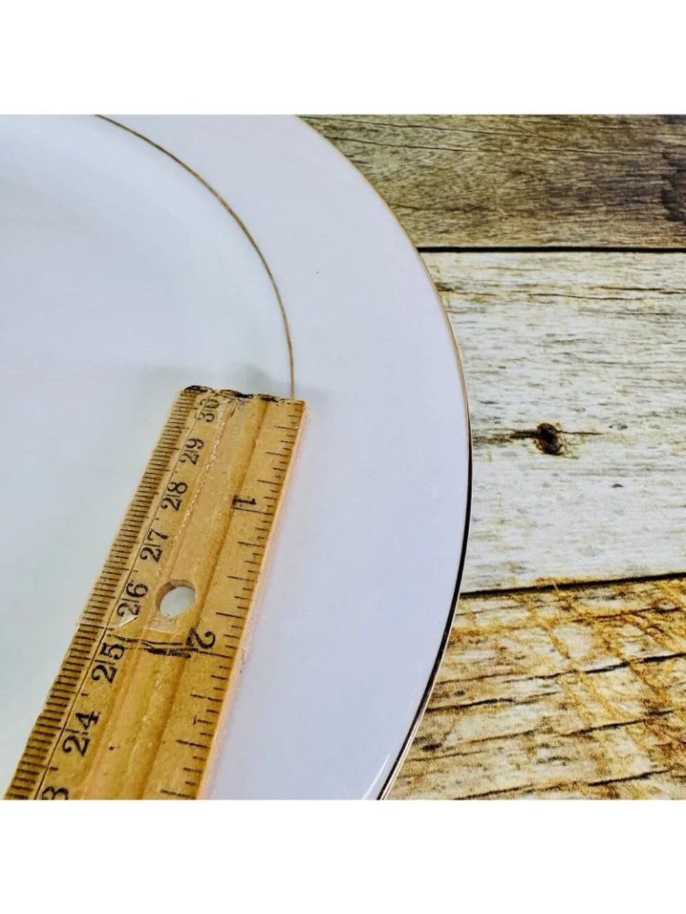 Vintage Kmart ELEGANT GOLD White Gold Trim Rim Porcelain Dinner Plates Set of 2